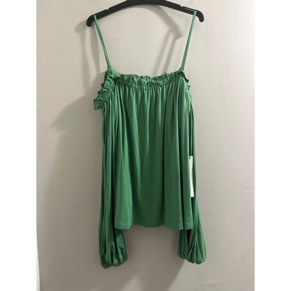🔴susana‎ monaco Green cold shoulder slevves top size Small new